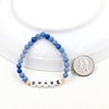 T Brand Alphabet Initial BRAVE Bracelet, Natural Matte Aventurine Blue