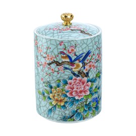 Bicuzat Enamel Ceramic Tea Caddy Tea Canister Tea Storage Container Tins Jar with Airtight Lid Water-proof Tank for Tea, Coffee, Herb, Sugar, Spice, Nuts