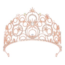 Crystal Crowns for Women, Crystal Bubble TiaraBride Royal Queen Headband Princess Headpieces for Women Bridal Wedding Prom Birthday Party Crowns (Rose Gold)