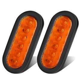 LIGBT 2PCS 6 Inch Oval Amber Trailer Tail Lights 6'' LED Stop Turn Signal Parking Lights IP66 Waterproof with Flush Mount Grommets 12V 24V for Semi Truck RV Camper Trailer