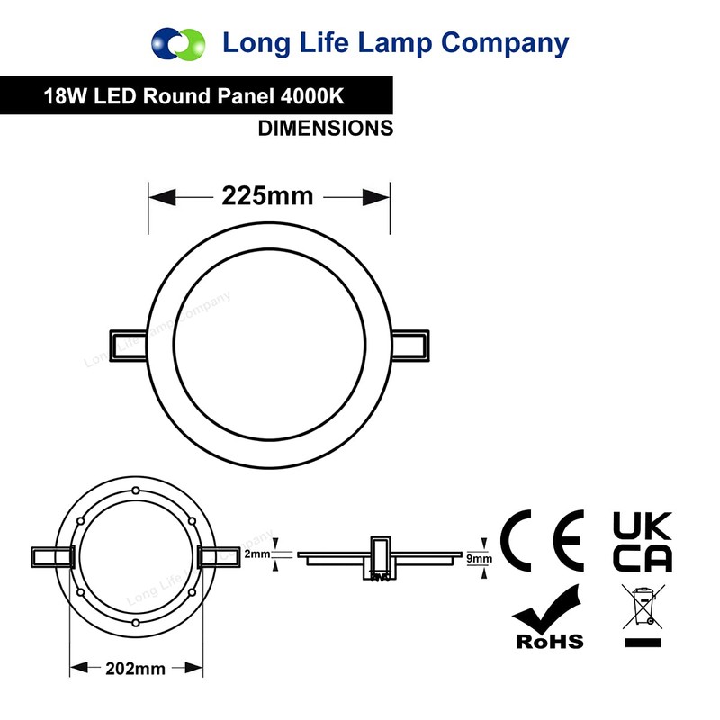 Long Life Lamp Company 18w Round LED Ceiling Light Recessed