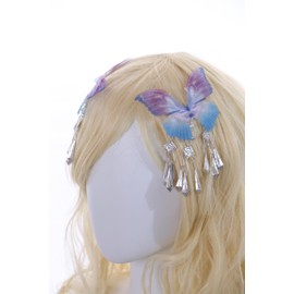 C-113 Blue Purple Butterfly Wings Hair Clips Fairy Hanfu Party Celebration Hair Accessories Head Accessory