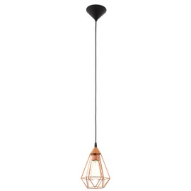 EGLO Tarbes Pendant Light, Vintage Pendant Lamp in Retro Look, Dining Room Lamp Made of Metal in Copper and Black, E27 Socket, Diameter 17.5 cm