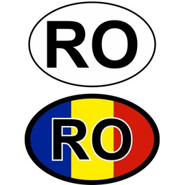 Daged Romania Sticker Car Foreign License Plate Set of 2 Stickers – Country Identification Holiday AKZ