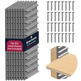 Made in USA EZStudRack Adjustable Shelf Brackets, 8-Pack (4 Pairs) – Easy-to-Adjust One-Row Storage for Custom-Fit Shelves – Your Items, Your Wood, You Supply It