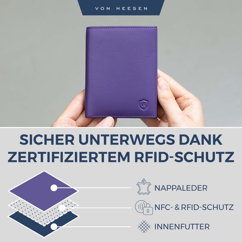 VON HEESEN® Wallets Men & Women, Violet, With coin compartment