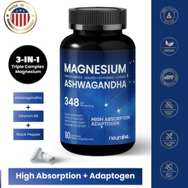 NEUMINA - Daily Cortisol Reset - Triple Complex Magnesium Supplement 90 Calming Capsules with Ashwagandha,Vitamin B6, Magnesium Glycinate + Malate + Citrate for Calming:_3-Pack (270 Capsules)