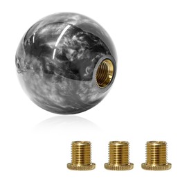 ZNDAW Round Ball Shift Knob, Marble Style Gear Lever Stick Shifter Knobs with 3 Adapters, Universal Spherical Gear Shifter Grip for 5 6 Speed Manual Auto Vehicles, Car Accessories (Marble-Gray)