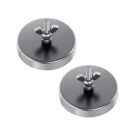 EilxMag 2Pack 1.43" Strong Round Base Magnet, 25LBS+ Heavy Duty Magnets with 0.19" Center Hole for mounting, Mounting Magnet with Assemblable M4 Bolt nut washers and Wing Nuts for for Lighting Camera