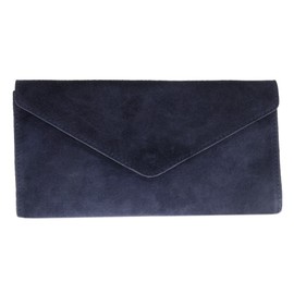 Girly Handbags Womens Genuine Italian Suede Leather Envelope Clutch Bag Wedding Purse Handbag Crossbody Bag Large Navy