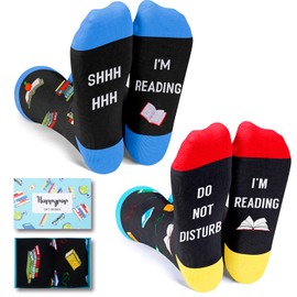 HAPPYPOP Book Lover Gifts for Women, I'm Reading Book Gifts for Book Lovers Readers Girls, Crazy Book Reading Socks for Females Students