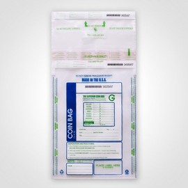 Superior Bag 12x22 Large Coin Bag Plastic Cash Deposit (Package of 50)