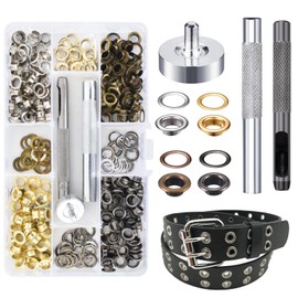 Grommet Tool Kit 200 Pieces Eyelet Set 6 mm Grommet Eyelets Discs Eyelet Pliers Set Eyelet Pliers with 3-Piece Tool Eyelet Pliers Metal Eyelets for Fabric Leather Tarpaulin Awnings Tents Bag Shoes