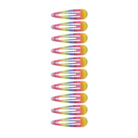 Ladies, Womens, Girls, Bright Rainbow Stripe Coloured Hair Snap Clips, Pack of 12, 4.5cm