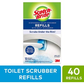Scotch-Brite Disposable Toilet Scrubber Refills, Scrubs Under the Rim, 40 Disposable Refills