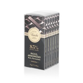 Venchi - Set of 6 85% Extra Dark Bars, 14.81 oz - Gluten Free - Vegan - Great Gift Idea