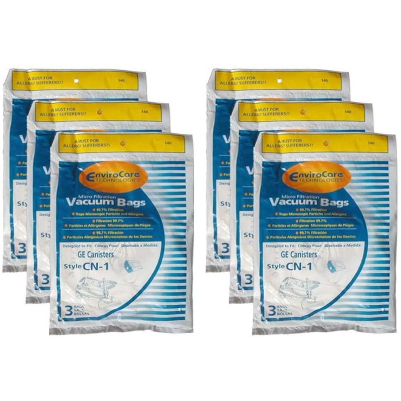For GE 18 GE Canister CN1 CN-1 Vacuum Bags, White