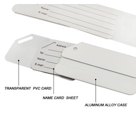 Aluminum Luggage Tag for Luggage Baggage Travel Identifier by (Silver 2 Pcs)