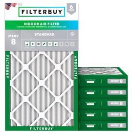 Filterbuy 8x30x2 Air Filter MERV 8 Dust Defense (6-Pack), Pleated HVAC AC Furnace Air Filters Replacement (Actual Size: 7.50 x 29.50 x 1.75 Inches)
