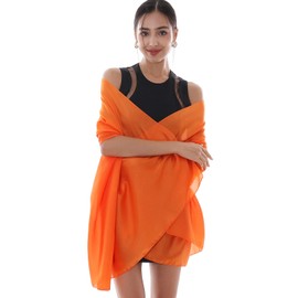 RIIQIICHY Pashmina Orange Shawls Wraps for Women Evening dresses Like Chiffon Silk Scarf for Weddings