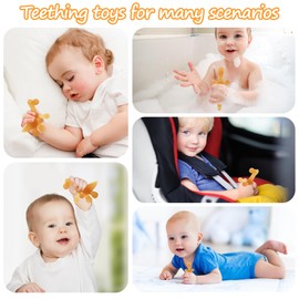 WAJIAYON Amber Oil Baby Teething Toys for Babies 0-6 Months,Silicone Baby teethers for Babies 3 Months+,Freezer BPA Free Soft and Textured Chew Infant Toys Easter Gifts for Boys and Girls-Dinosaur