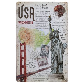 USA Washington Vintage Tin Metal Sign Home Wall Plaque Decor