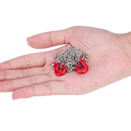 Mini Metal Trailer Chain with Tow Hook Decoration Accessories Compatible with Axial SCX10 HSP 94180 RC4WD D90 Trraxxas TRX4 CC01 1/10 RC Crawler (Silver)