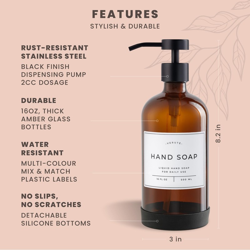 Hand and Dish Soap Dispenser for Kitchen and Bathroom, Set