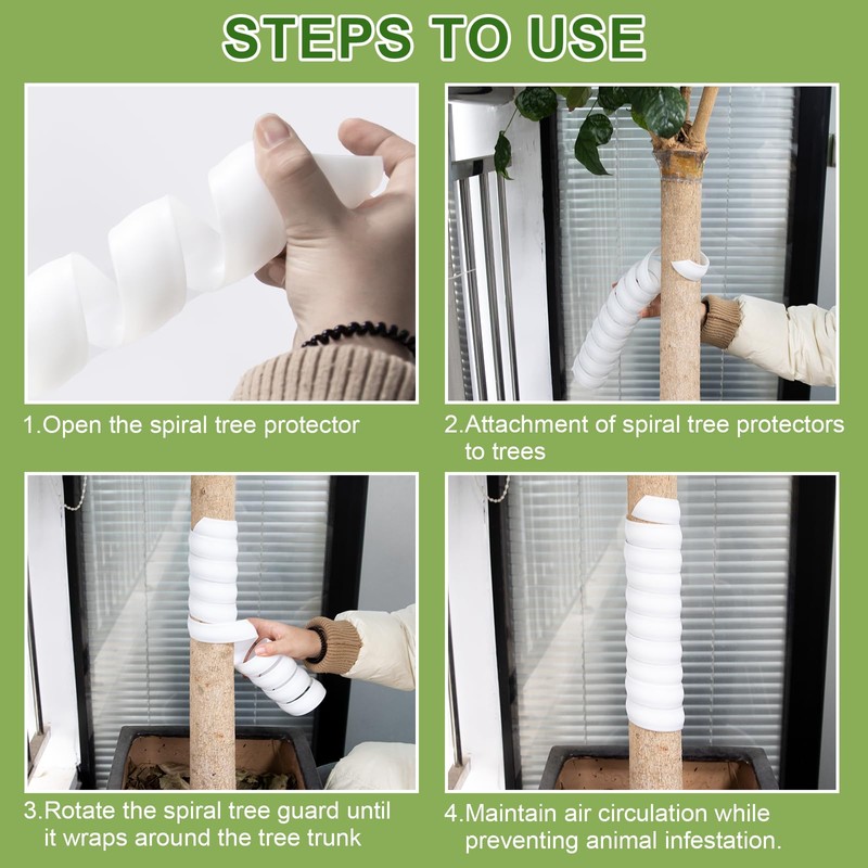 4/6/8 Pcs Tree Trunk Protector-2 Size Plastic Spiral Tree Guard