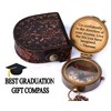 Solid Brass Thoreau's Go Confidently Quote Engraved Compass with Wooden