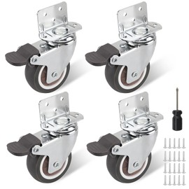 4 x 50mm Furniture Castors - With Brake - Load Capacity up to 120kg - Heavy Duty Furniture Castors - Castors for Furniture - Heavy Duty Castors - 360° Swivel Castors - Includes Screws and Screwdriver
