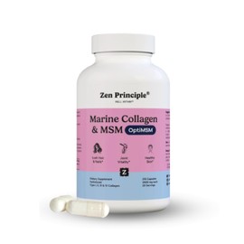 Zen Principle Suplemento de péptidos de colágeno marino en polvo con OptiMSM. Clínicamente probado para el cuidado de la piel. Pescado silvestre, sin 