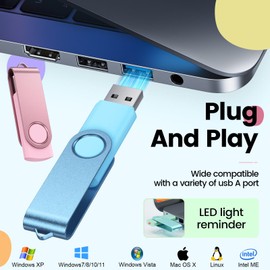 10-Pack 16GB USB 2.0 Flash Drives Bulk Memory Stick Swivel Thumb Drives 16 GB for Universal Data Storage at Home and Office for Storing Photo/Video/Music/File by Kepmem