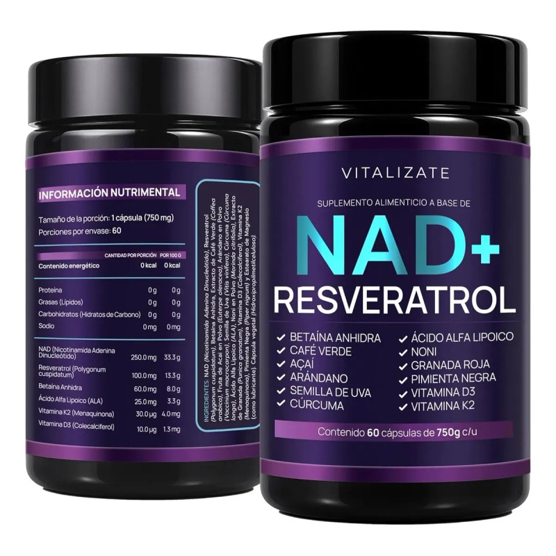 Nad+ Resveratrol Vitalizate 14+ Ingredientes 60 Cápsulas