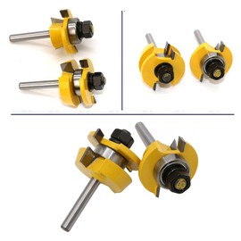 TOEVER Shaker Rail and Stile Router Bits, 1/4 Inch Shank Tongue and Groove Router Bit, Professional Carbide Milling Cutters for Woodworking for Cabinet Door