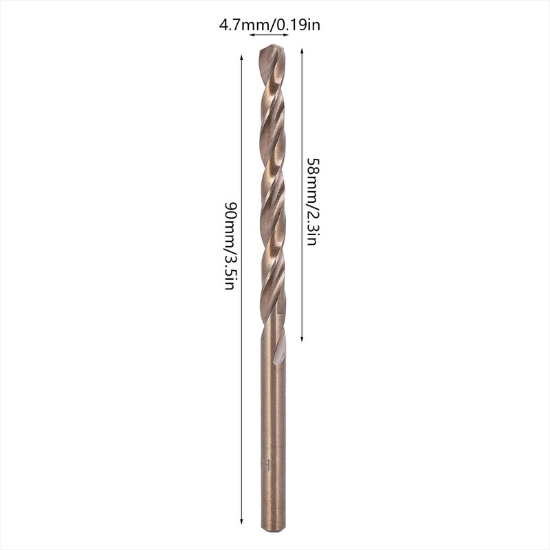 10Pcs Cobalt Drill Bits Set Twisted High Speed Steel 3/16In