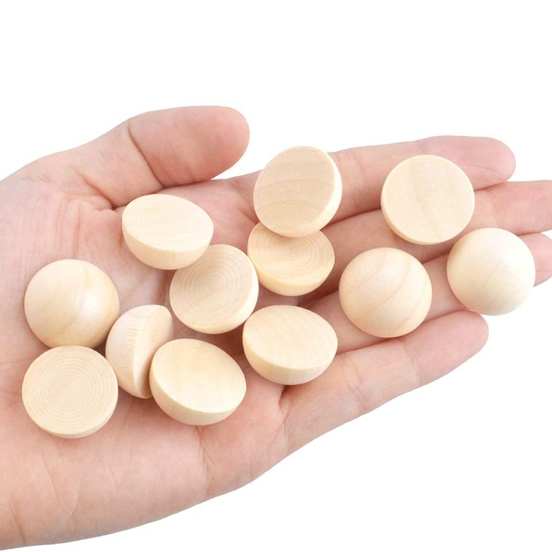 200pcs Half Wood Balls Unfinished Natural Half Ball Split Wood