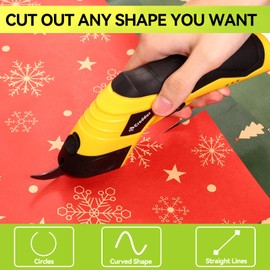 Creddux 2 Blade Cordless electric scissors for cardboard Fabric Cutter Cardboard Cutter Tool for Crafting,and Sewing with Usb Cable Yellow-2blades