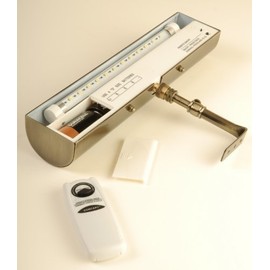 Remote Control LED Picture Light Cordless – Polished Brass – for Pictures up to 3 Feet Wide- Safe for Artwork – No Uv and No Heat – Solid Steel Frame 1.3 Lbs – Dimmer Included