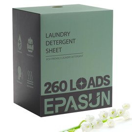 Laundry Detergent Sheets 260 Loads, Fresh Scent, Eco-Friendly Liquidless Soap Strips, Plant-Based, Hypoallergenic Washing Supplies