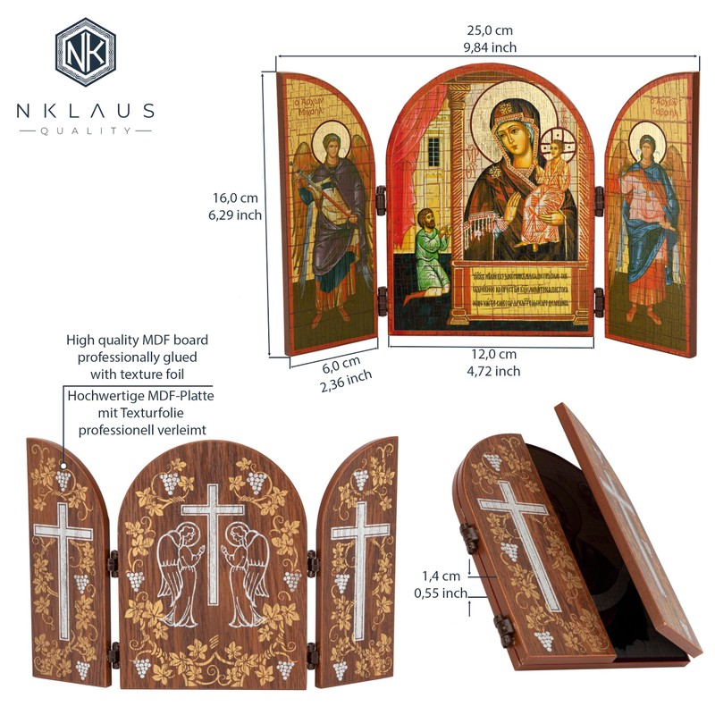 NKlaus Mother of God unexpected joy icon triptych wood 25