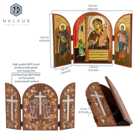 NKlaus Mother of God unexpected joy icon triptych wood 25 x 16 cm Christian 13875