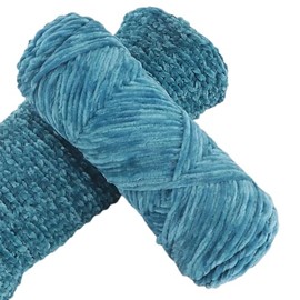 Yarn Velvet Knitting Yarn Soft Crochet Ball Craft Multi Colors, Ideal for Beginners, Kids Crafts (Peacock Blue)