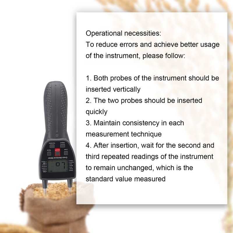 Grain Moisture Tester with Voice 600MM Probe for Rice Wheat