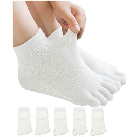 InSomila 5 Toe Socks, For Children, Summer Socks, School Socks, Mesh, Girls, Boys, Kids' Socks, Solid Color, Set of 5, Cute, Children, School Socks, Black Socks, White Socks, Students, white