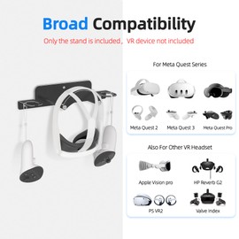 ANSHAWTIY VR Headset Wall Mount Storage Stand Hook Compatible with Meta Quest 3/Meta Quest 3S/Quest Pro/Quest 2 Metal VR Headset Hook Storage Rack Holder(Aluminum Alloy-Black)