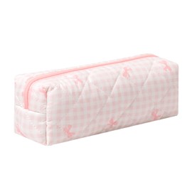 Pencil Case Office College School Storage Bag Pouch Holder Box Organizer Makeup Pouch Cosmetic Bag Aesthetic Cute Pen Case for Girls Boys Kids (Pink bow)
