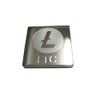 Silver Toned Square Etched Litecoin Coin Cryptocurrency Blockchain Magnet