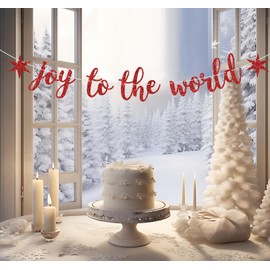 Joy to The World Banner Happy Winter Holiday Garland Christmas Decoration Supplies Joy Christmas Decor Red Glitter