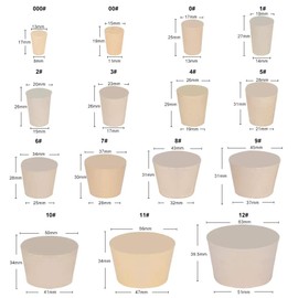 StonyLab Solid Rubber Stoppers, 5-Pack 8# White Tapered Lab Seal Rubber Stoppers, Fits StonyLab 500ml Erlenmeyer Flask